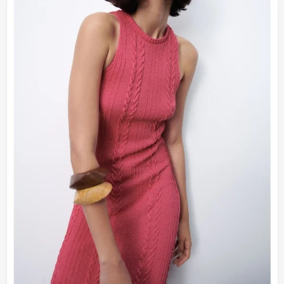 Zara | Dresses | New Zara Pink Cable Knit Sweater Dress | Poshmark